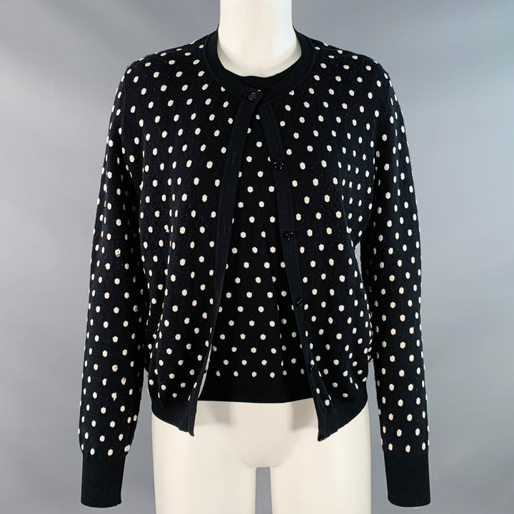 ESCADA Size M Black White Viscose Blend Polka Dot 2 Piece Cardigan Set