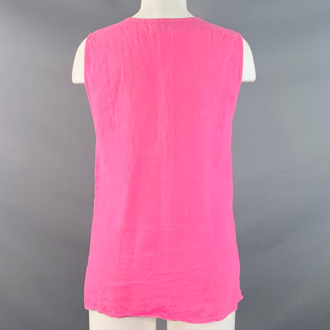 RACHEL COMEY Taille 4 Top sans manches décontracté en lin tissé rose