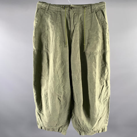 NEEDLES Size M Green Linen Blend Drawstring Pants