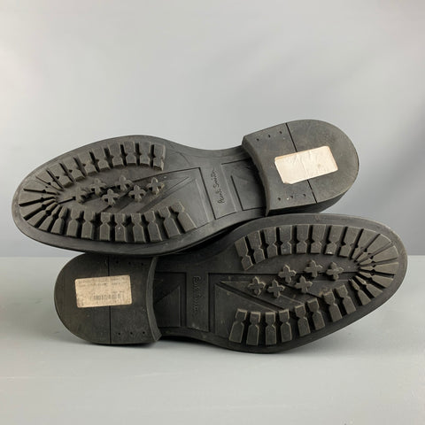 PAUL SMITH Talla 9 Botas con punta de ala de cuero perforado negro