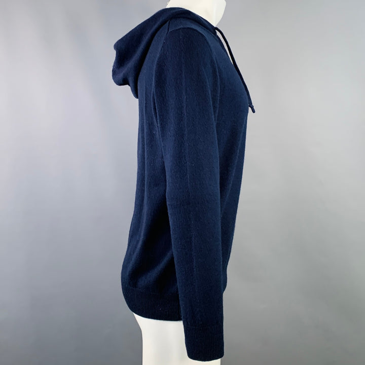 ASPESI Size M Navy Wool Yak Cashmere Hooded Pullover