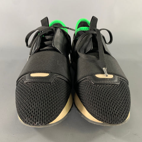 BALENCIAGA Size 7 Black Green Grey Mixed Patterns Runner Sneakers