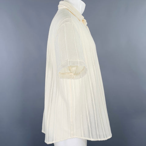 RE:ROOM Size M Cream Crochet Short Sleeve Shirt