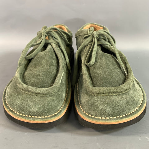 LOEWE Size 12 Green Textured Suede Chukka Lace Up Shoes