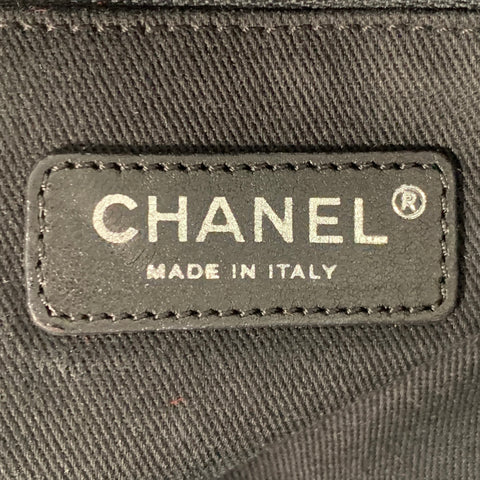 CHANEL Deanville Black Grey Tweed Straw Canvas Tote Leather Handles Handbag