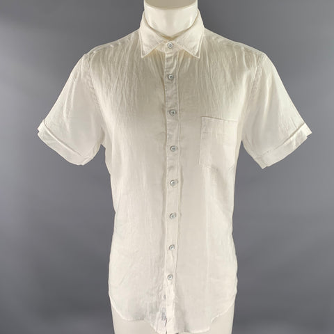 RODD & GUNN Size M White Linen Pointed Collar Short Sleeve Shirt