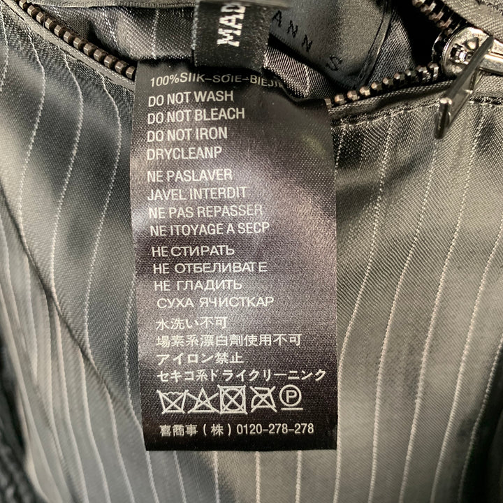 HAIDER ACKERMANN Size S Teal Black Grey Reversible Silk Zip Up Bomber Jacket