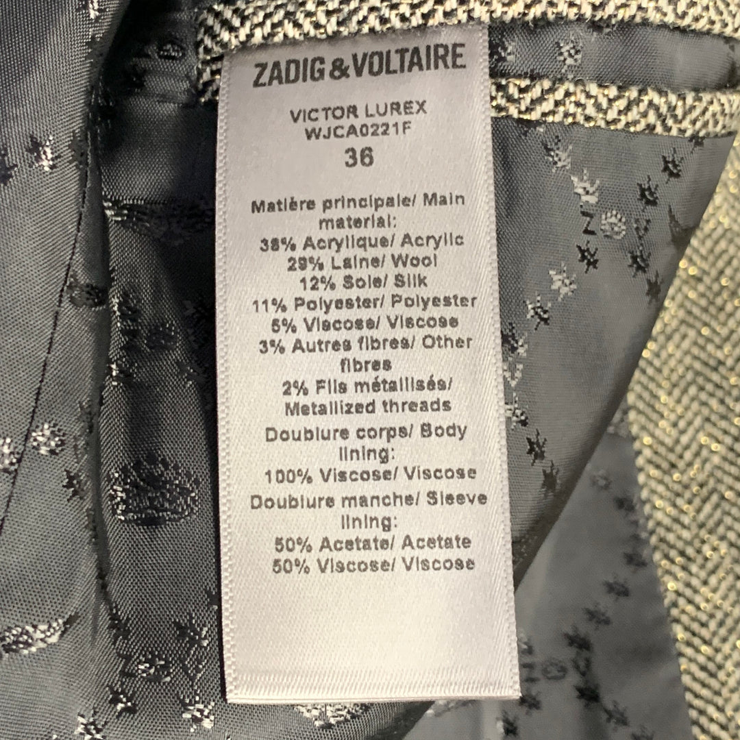 ZADIG & VOLTAIRE Size S Gold Black Acrylic Blend Herringbone Pantsuit