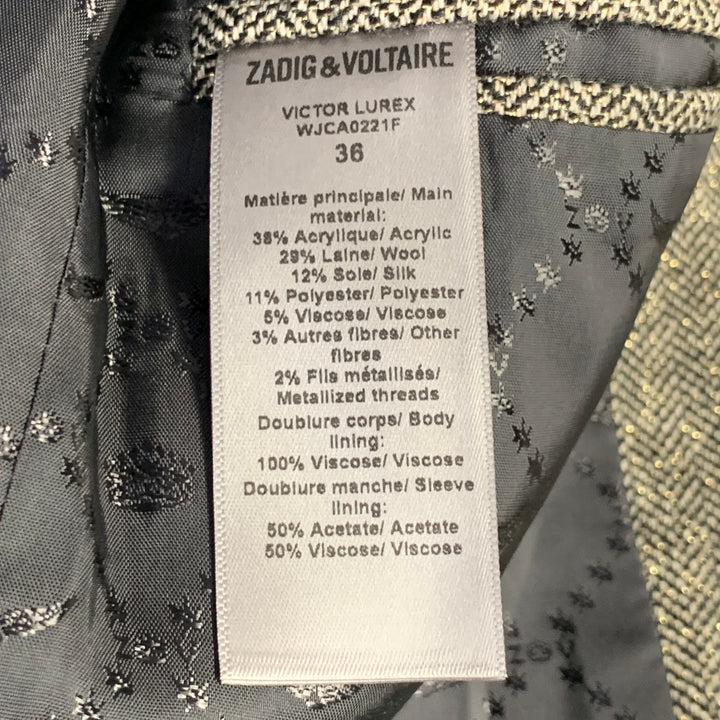 ZADIG & VOLTAIRE Size S Gold Black Acrylic Blend Herringbone Pantsuit