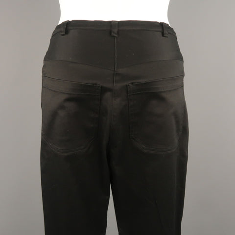 BALENCIAGA Size 4 Black Cotton  High Rise Fitted Moto Dress Pants