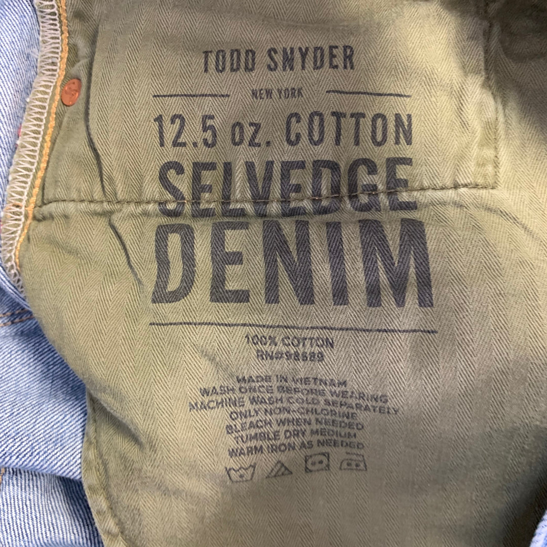 TODD SNYDER Size 32 Blue Cotton Straight Selvedge Denim Button Fly Jeans