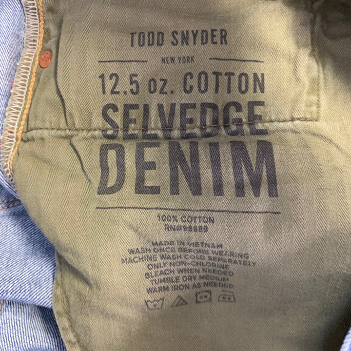 TODD SNYDER Size 32 Blue Cotton Straight Selvedge Denim Button Fly Jeans