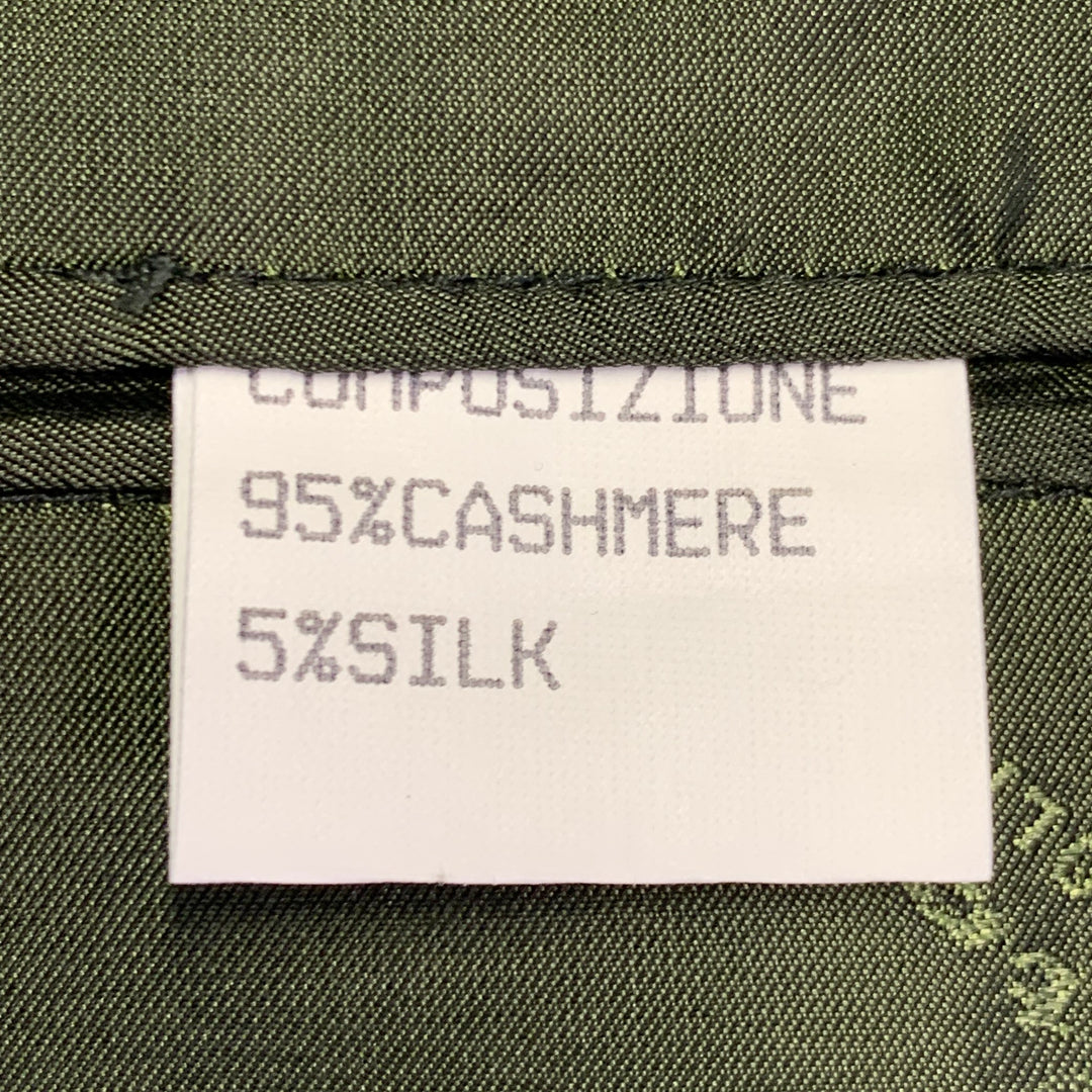 KITON Size 48 Regular Green Sage Houndstooth Cashmere Silk Notch Lapel Sport Coat