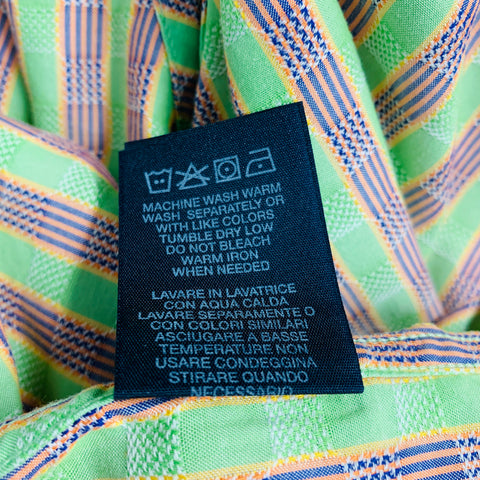 ROBERT GRAHAM Size L Green Navy & Orange Stripe Cotton Long Sleeve Shirt