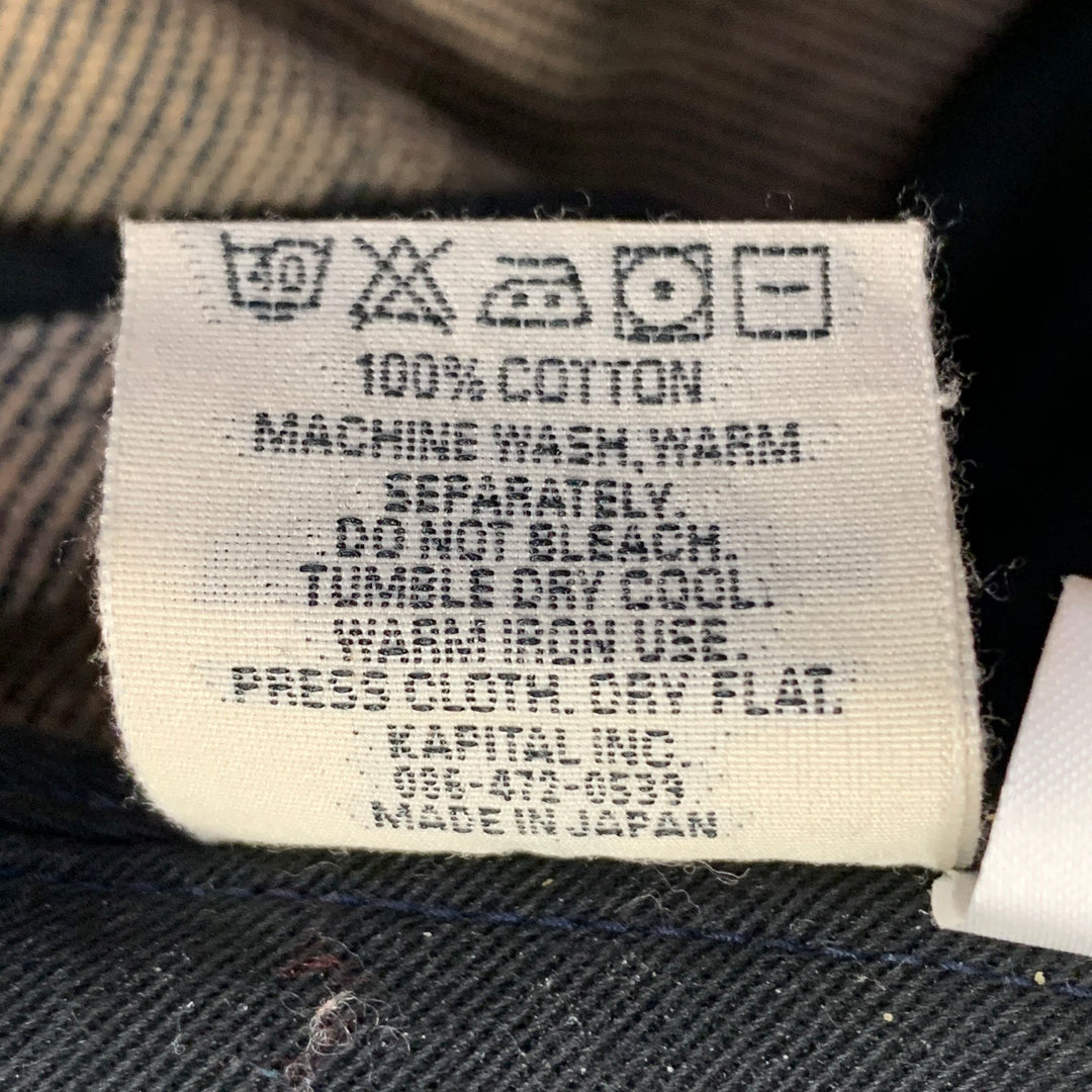 KAPITAL Size XS Indigo Tan Cotton Twill Double Breasted Peak Lapel Jacket