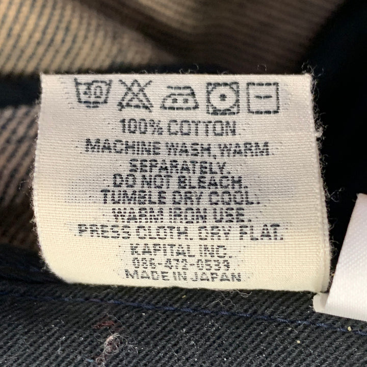 KAPITAL Size XS Indigo Tan Cotton Twill Double Breasted Peak Lapel Jacket