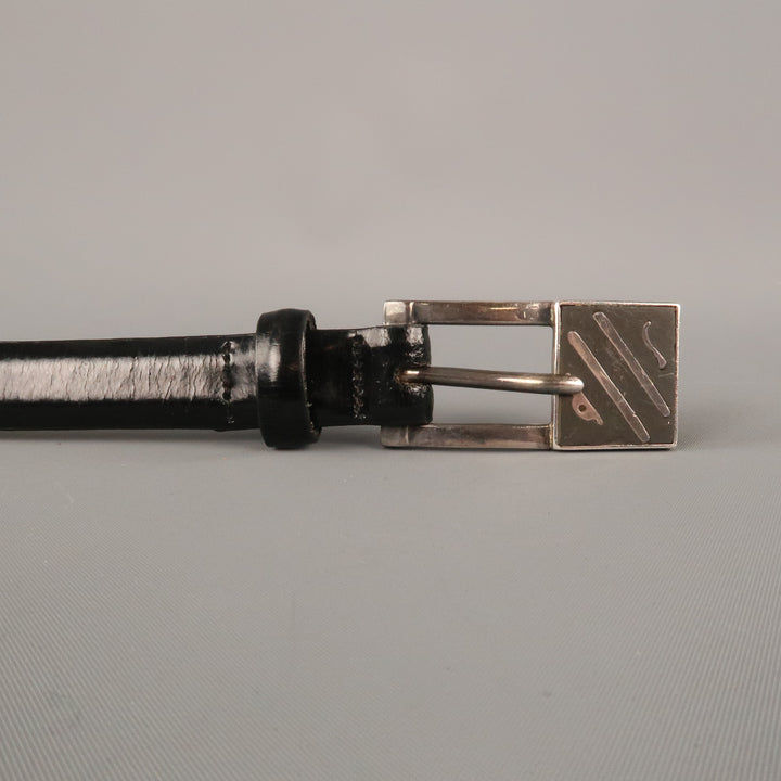 WCM NEW YORK Size L Black Solid Calfskin Belt