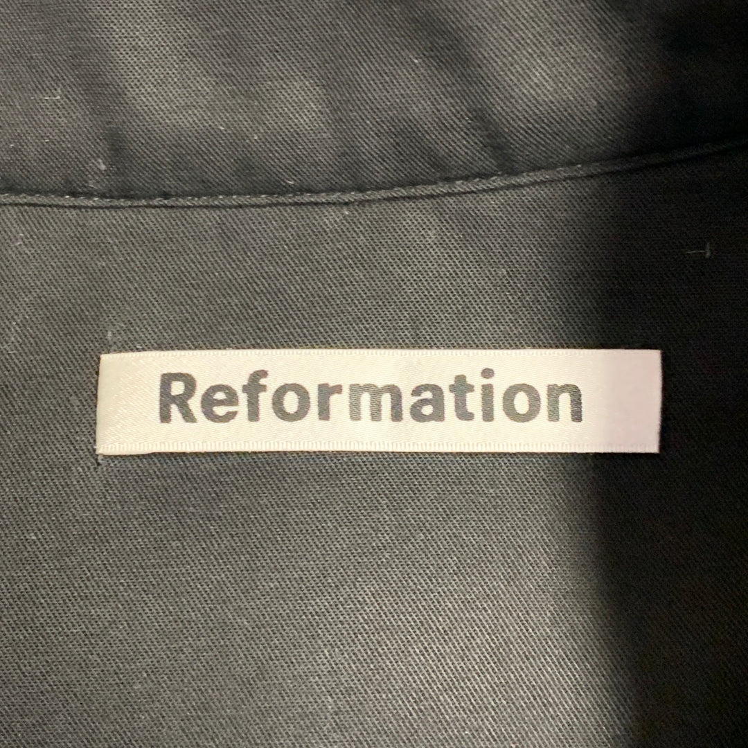 REFORMATION Size M Black White Wool Blend Plaid Shirt Jacket