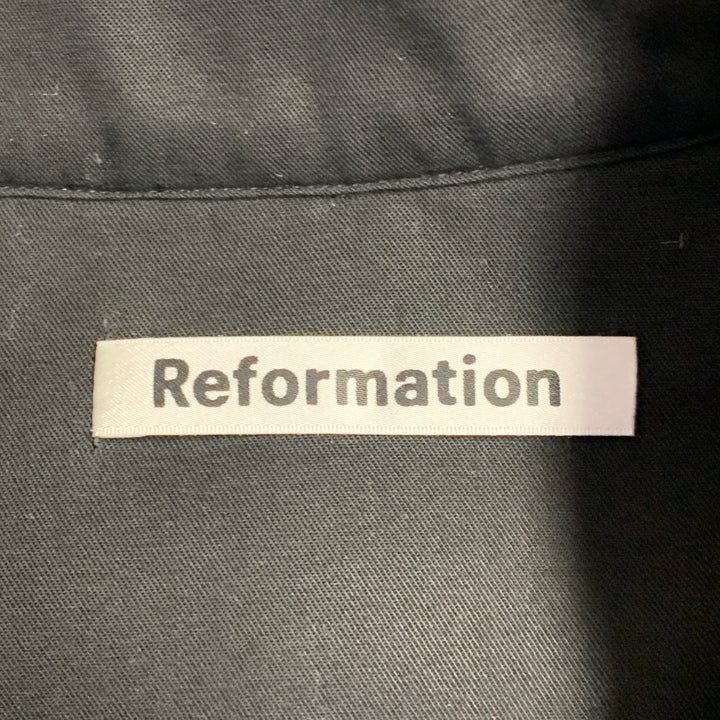 REFORMATION Size M Black White Wool Blend Plaid Shirt Jacket