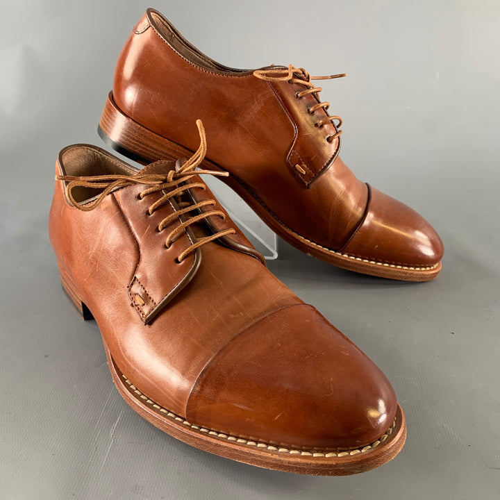 PAUL SMITH Size 7 Brown Leather Cap Toe Lace Up Shoes