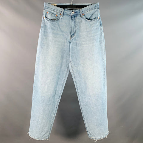 LEVI STRAUSS Size 32 Blue Cotton Wide Leg Distressed Raw Edge Jeans