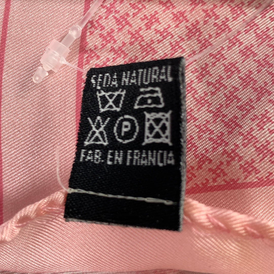 ANTHIME MOULEY Pink Mixed Pattern Silk Pocket Square