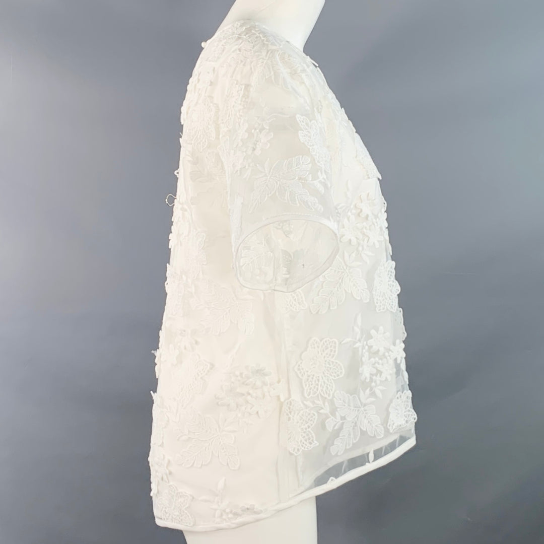 CYNTHIA ROWLEY Size XS White Polyester Blend Lace Oversized Short Slee –  Sui Generis Designer Consignment