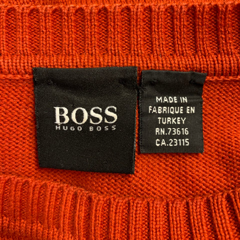 HUGO BOSS Size 48 Beige Brick Color Block Cotton Crew Neck Pullover