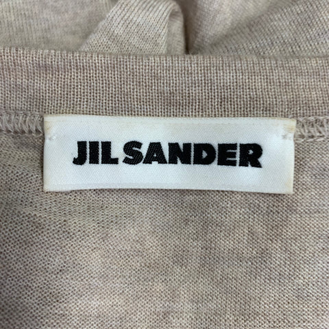 JIL SANDER Size L Heather Khaki Knit Cotton Crew Neck Pullover