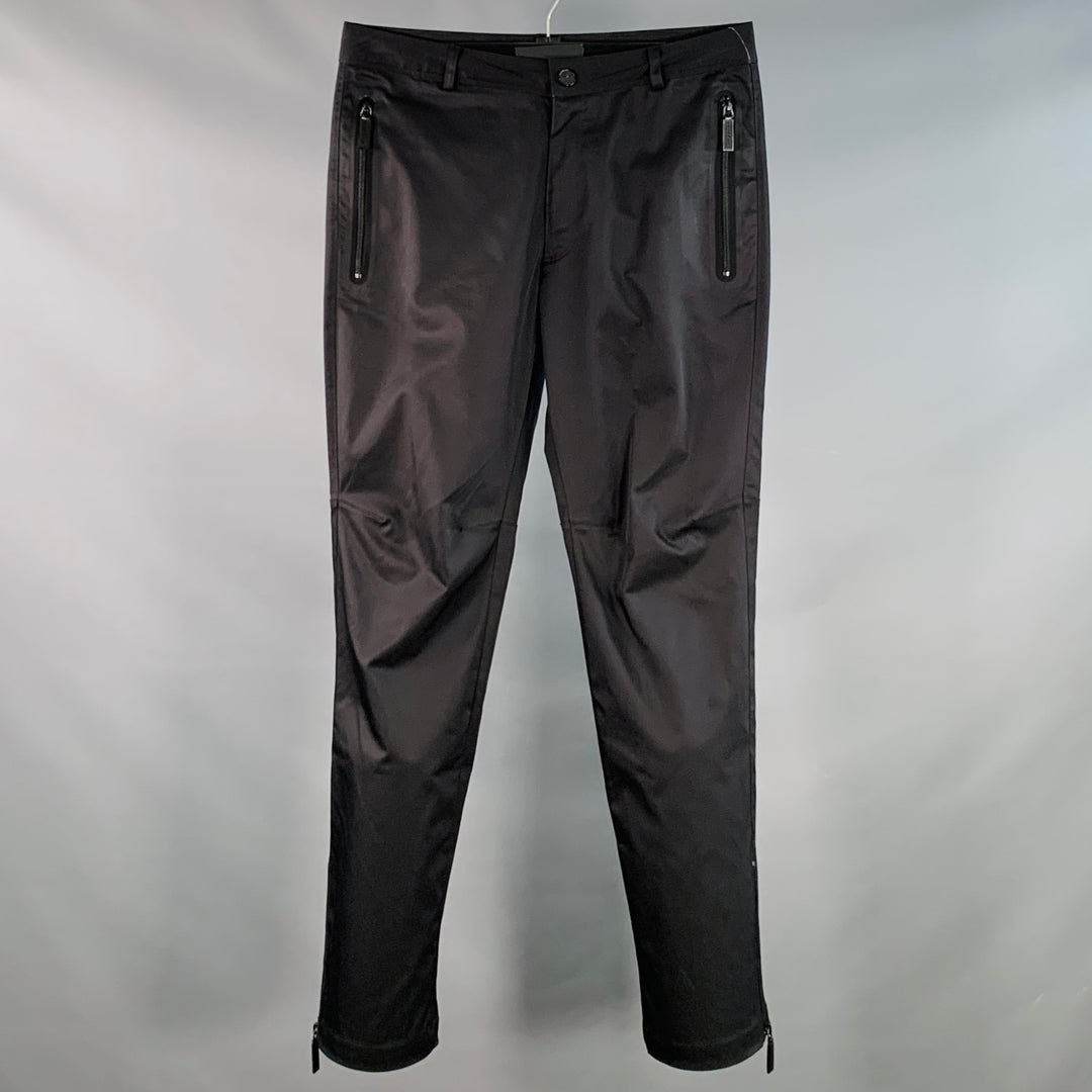 BURBERRY Size M Black Polyester Straight Zip Pockets Casual Pants