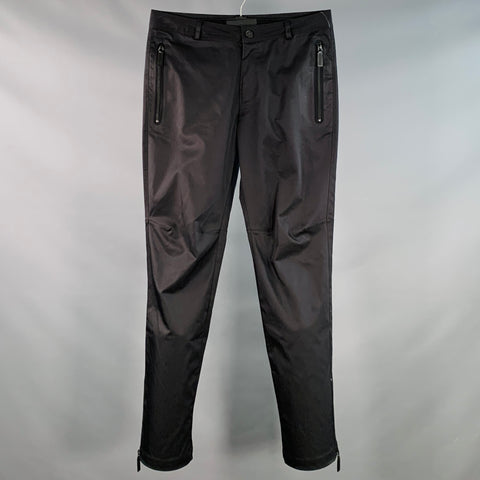 BURBERRY Size M Black Polyester Straight Zip Pockets Casual Pants