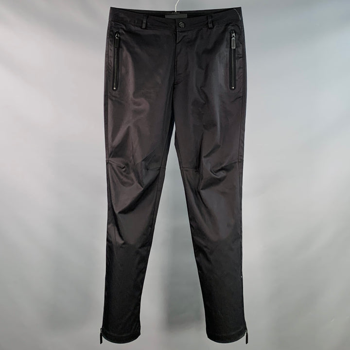 BURBERRY Size M Black Polyester Straight Zip Pockets Casual Pants