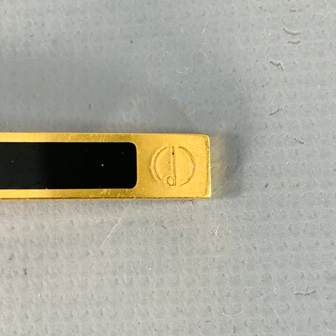 DUNHILL Vintage One Size Gold Black Stripe Metal Tie Clip