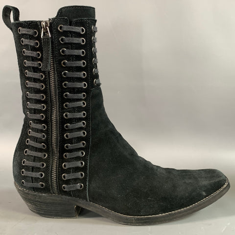 HAIDER ACKERMANN FW2016 Size 9 Black Suede Zippers Boots