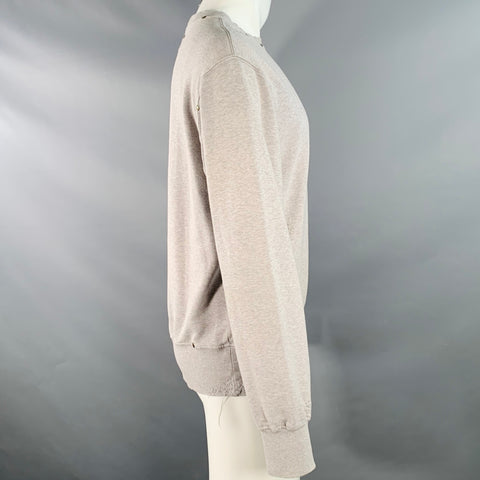 YVES SAINT LAURENT Taille M Sweat-shirt clouté vieilli en coton gris chiné