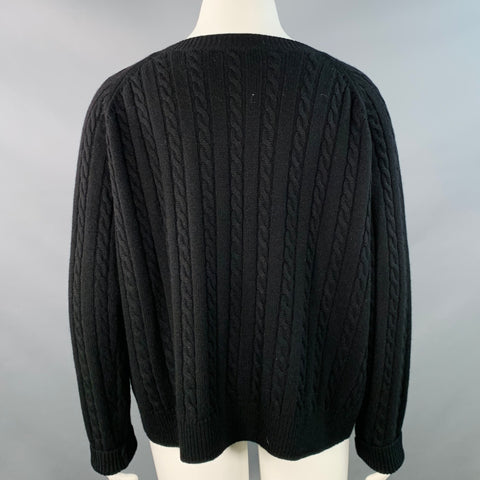 CO Size L Black Cashmere Cable Knit Oversized Cardigan