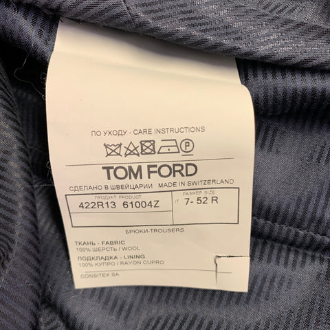 TOM FORD Size 36 Navy Black Wool Flat Front Side Tabs Zip Fly Dress Pants