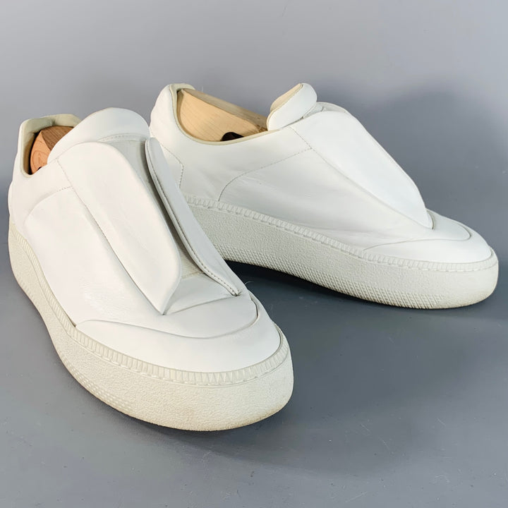 MAISON MARGIELA Size 8 White Leather Elastic Slip On Sneakers