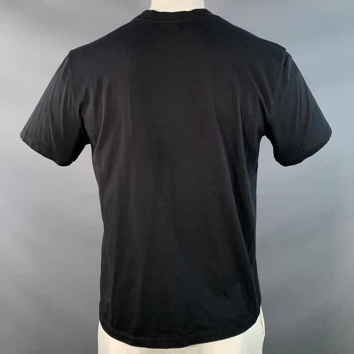 AMI by ALEXANDRE MATTIUSSI Size XL Black Red Heart Logo Cotton Crew Neck T-shirt