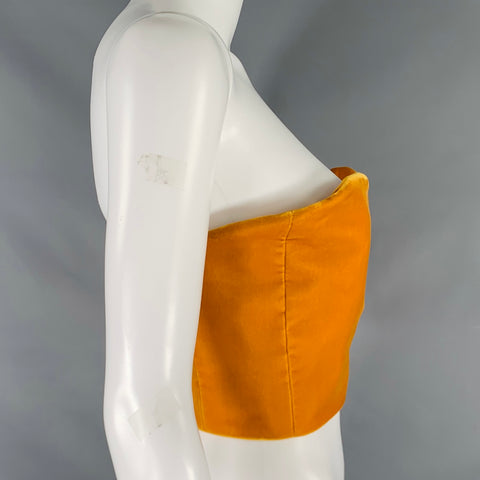 SAINT LAURENT 2021 Size 6 Orange Viscose Blend Corset Dress Top
