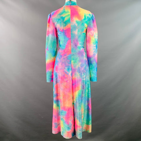 SIES MARJAN Size M Multi Color Polyamide Blend Tie Dye Long Sleeve Ruched Dress