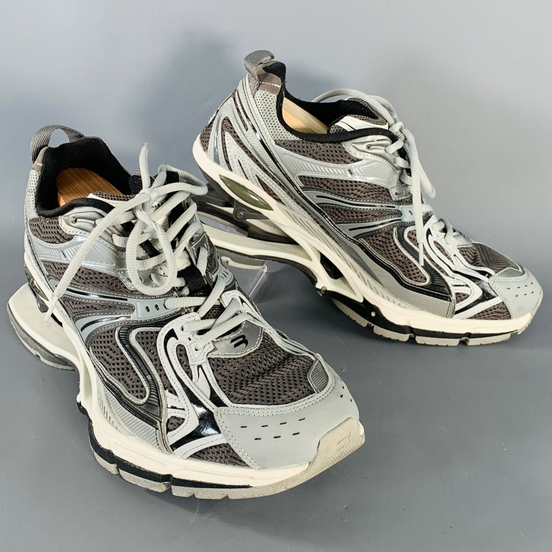 BALENCIAGA Size 10 X-Pander Grey Black Color Block Nylon Athletic Sneakers