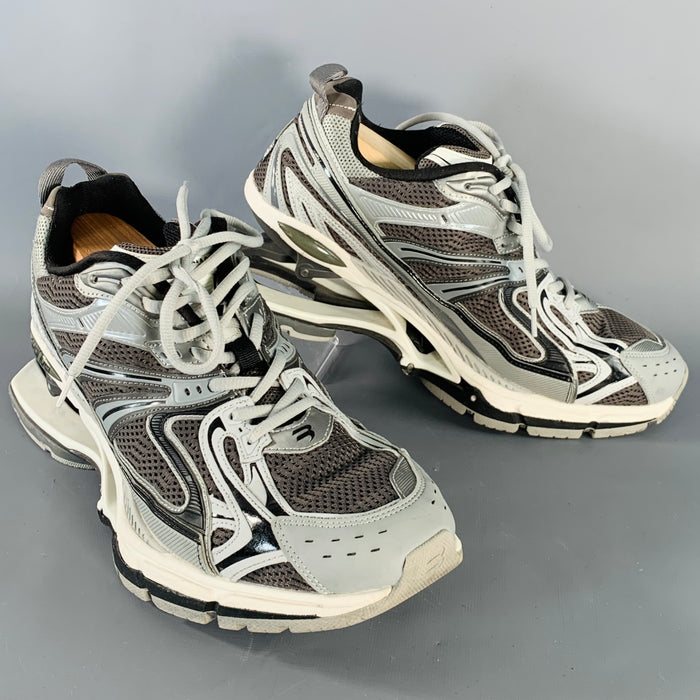 BALENCIAGA Size 10 X-Pander Grey Black Color Block Nylon Athletic Sneakers