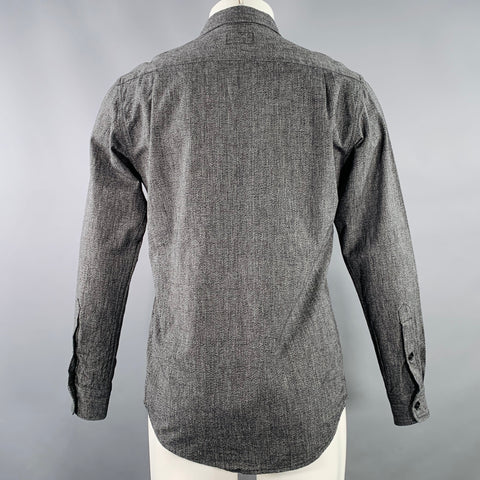 JEAN SHOP Size S Grey Black Cotton Two Pockets Long Sleeve Shirt