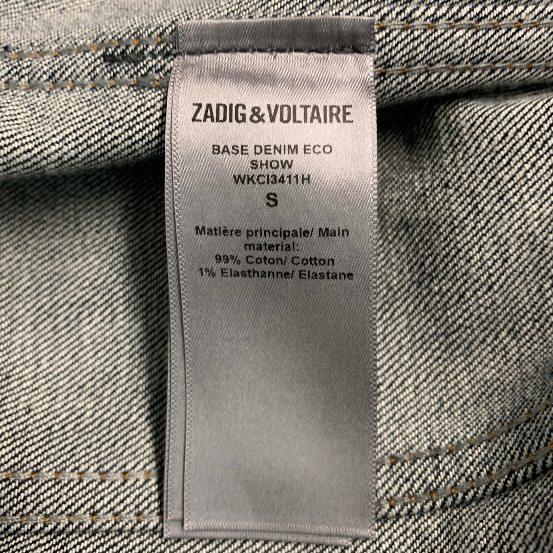ZADIG & VOLTAIRE Size S Indigo Contrast Stitch Denim Trucker Jacket
