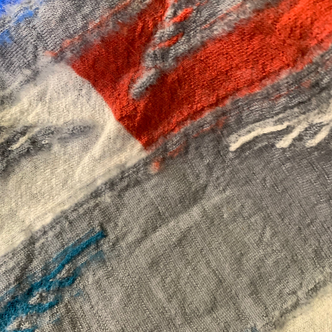 KAPITAL Grey Blue Orange Abstract Oversized Wool Scarf
