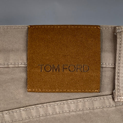 TOM FORD Size 30 Grey Slate Cotton Blend Twill Slim Straight Button Fly Jeans