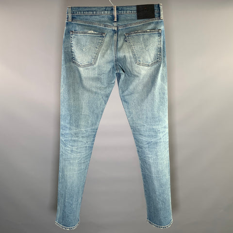 LEVI'S Size 32 Blue Tan Cotton Blend Straight Denim Jeans