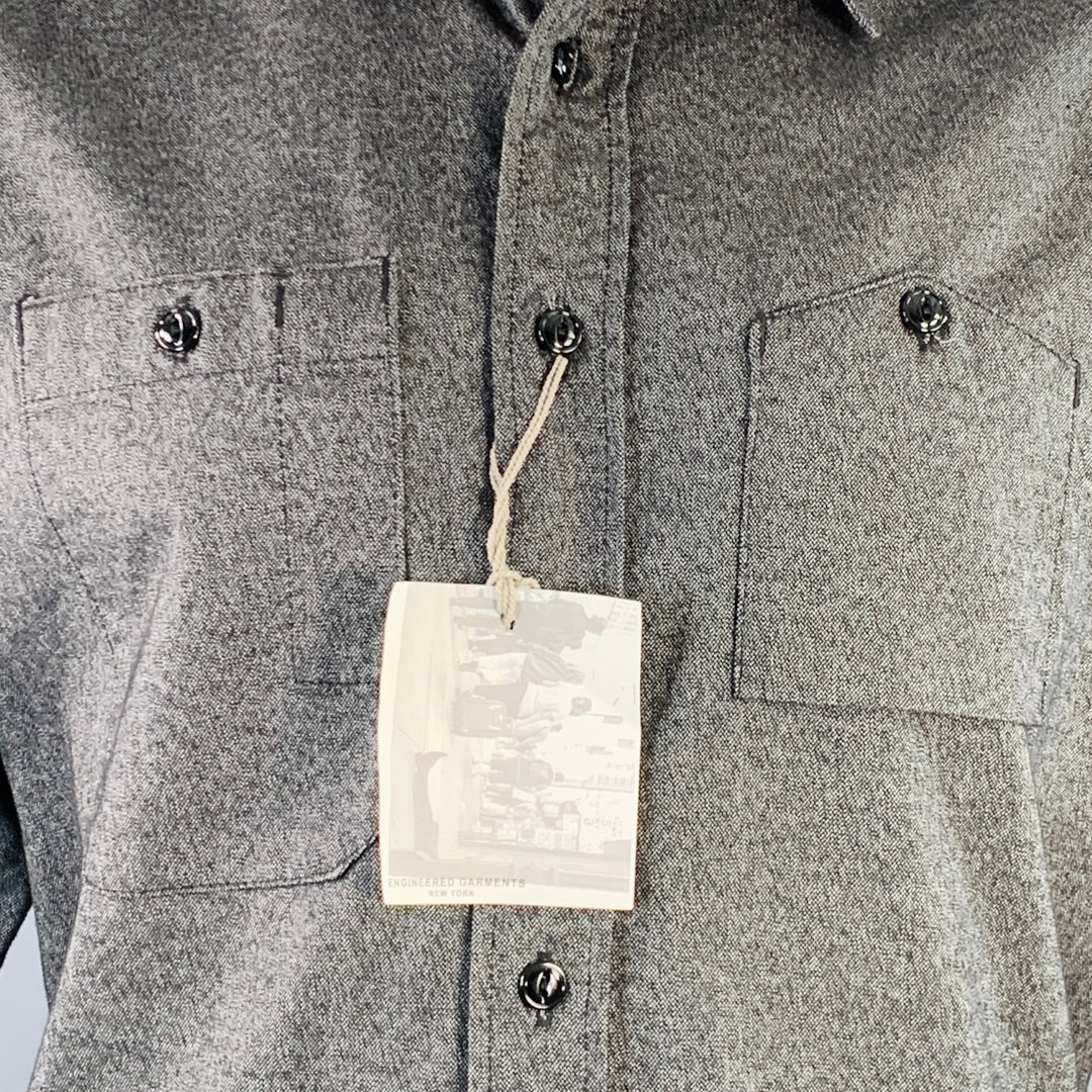 ENGINEERED GARMENTS Size L Grey Heather Cotton Two Pockets Long Sleeve Shirt