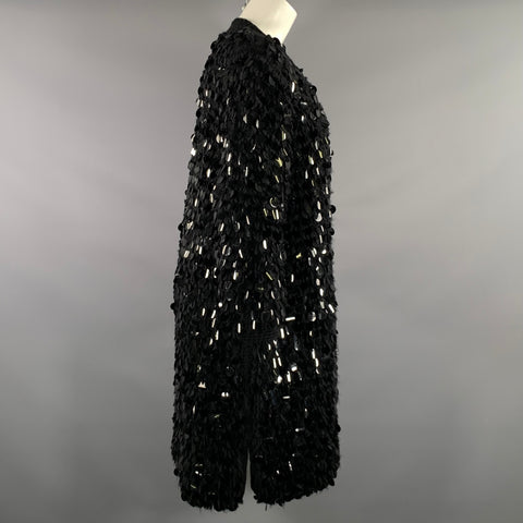 VINTAGE Size M Black Polyester Blend 3/4 Sleeves Cardigan Womens
